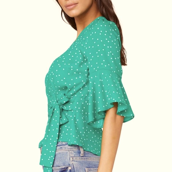 BB DAKOTA X STEVE MADDEN Micro-Dot Wrap Top NWT S - Picture 3 of 9